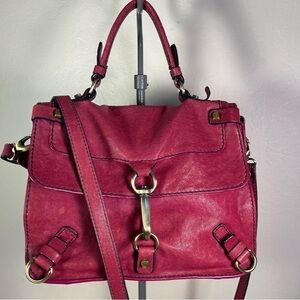 Luana Italy Raspberry Leather Crossbody Bag Suede Flap Gold Hardware
